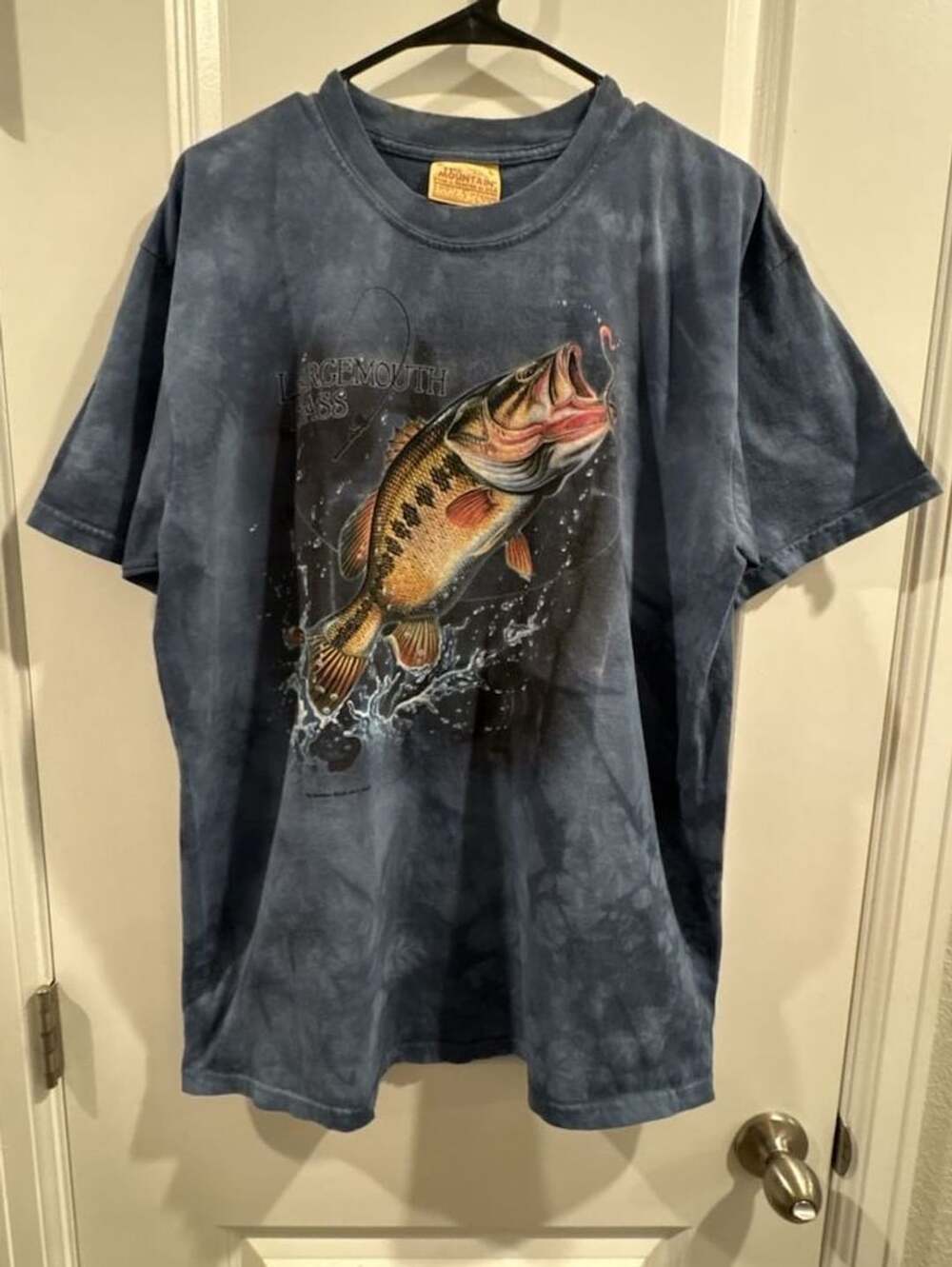 The Mountain Largemouth Bass Fishing Graphic Tie-Dye T-Shirt Size L